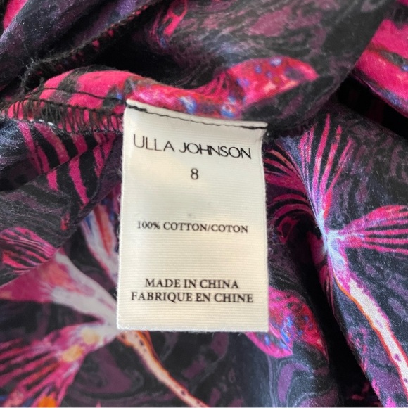 New! Ulla Johnson Caprice Purple Red Floral Print Cotton Midi Dress 22746 - Picture 13 of 15